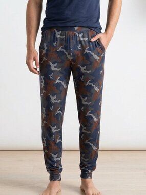 Saxx Sleepwalker Lounge Pants Navy Blue Wood Grain Camo Mens Size S